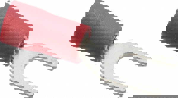 Standard Fork Terminal: Red, Vinyl, Partially Insulated, #8 Stud, Crimp